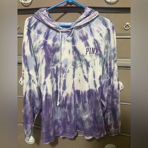 PINK long sleeve hoodie tee size L